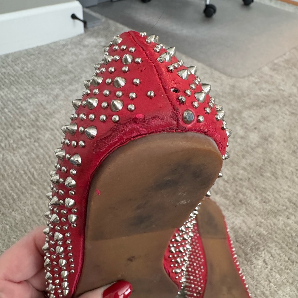Jeffrey Campbell Red Studded Pointed Flats - Picture 4 of 6
